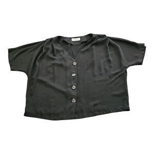 Elodie Medium Black Short Sleeve Button Up Shirt